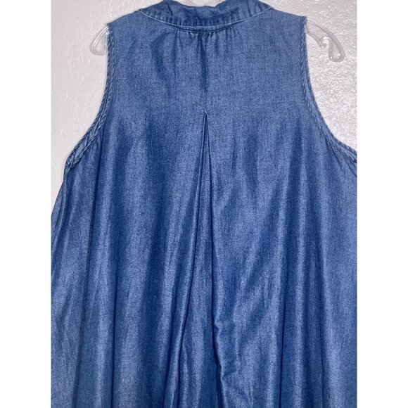 Mie Gabriele 1X Sleeveless Denim Tunic ShirtDress Button Front Closure Y2K - Picture 10 of 16